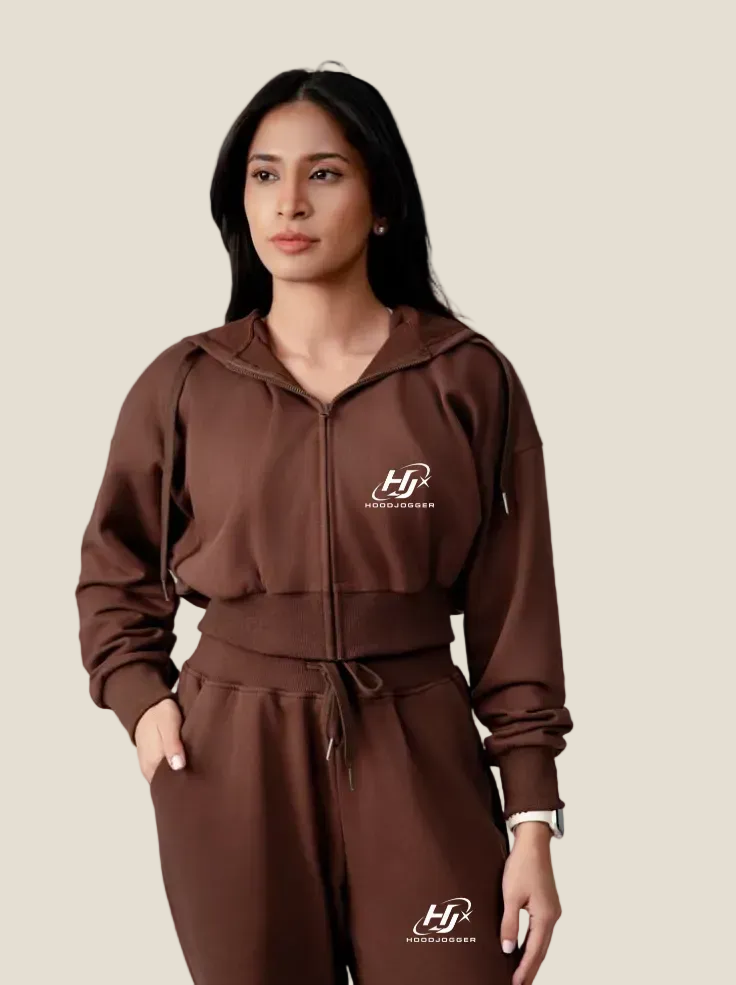 Damen Crop Zip Hoodie