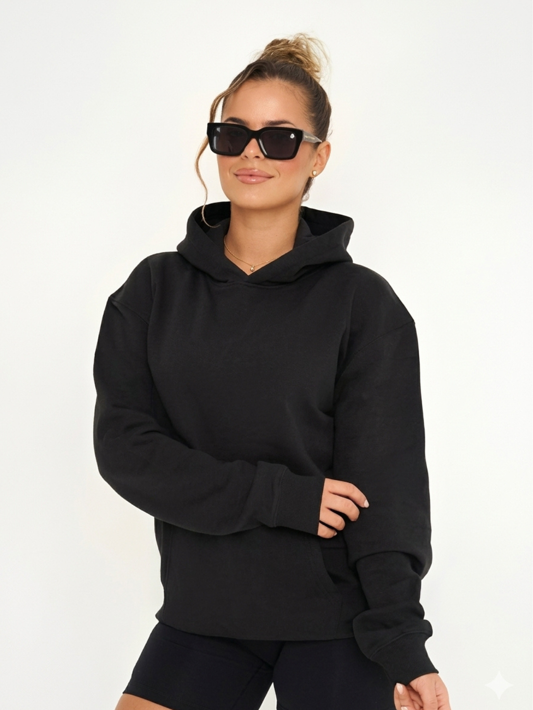 Oversize Hoodie Damen Cropped Fit, Weicher Scuba-Stoff mit Kapuze