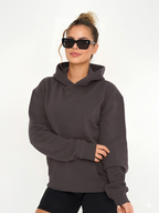 Oversize Hoodie Damen Cropped Fit, Weicher Scuba-Stoff mit Kapuze