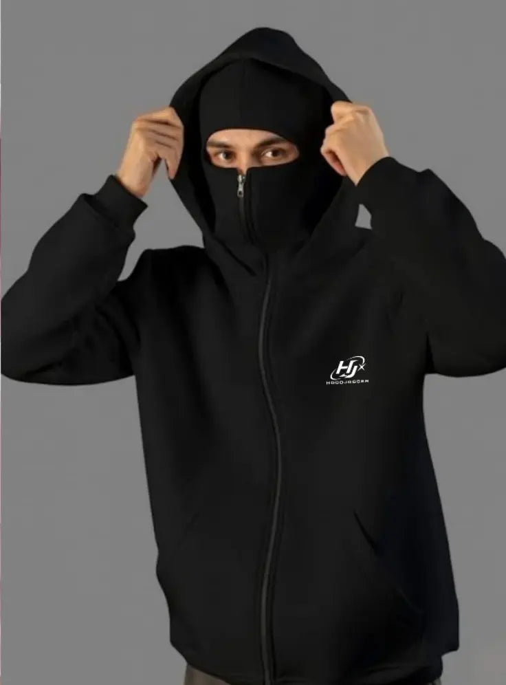 Herren Balaclava Zip Hoodie Detail hochwertiger Stoff und integrierte Sturmhaube