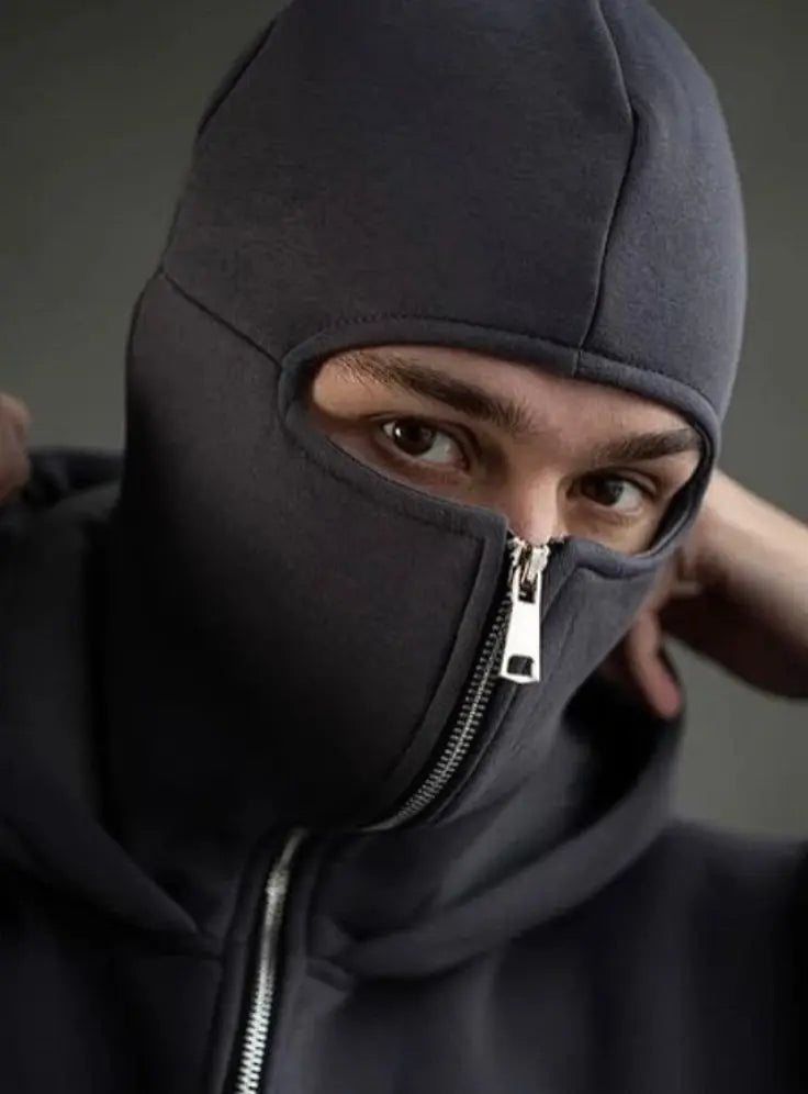 Herren Balaclava Zip Hoodie vorne HOODJOGGER Herren Streetwear Zip Hoodie