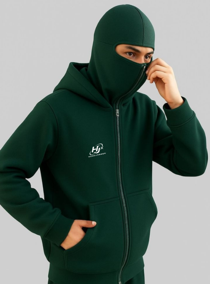 HOODJOGGER Herren Balaclava Zip Hoodie getragen Streetwear Hoodie für Männer