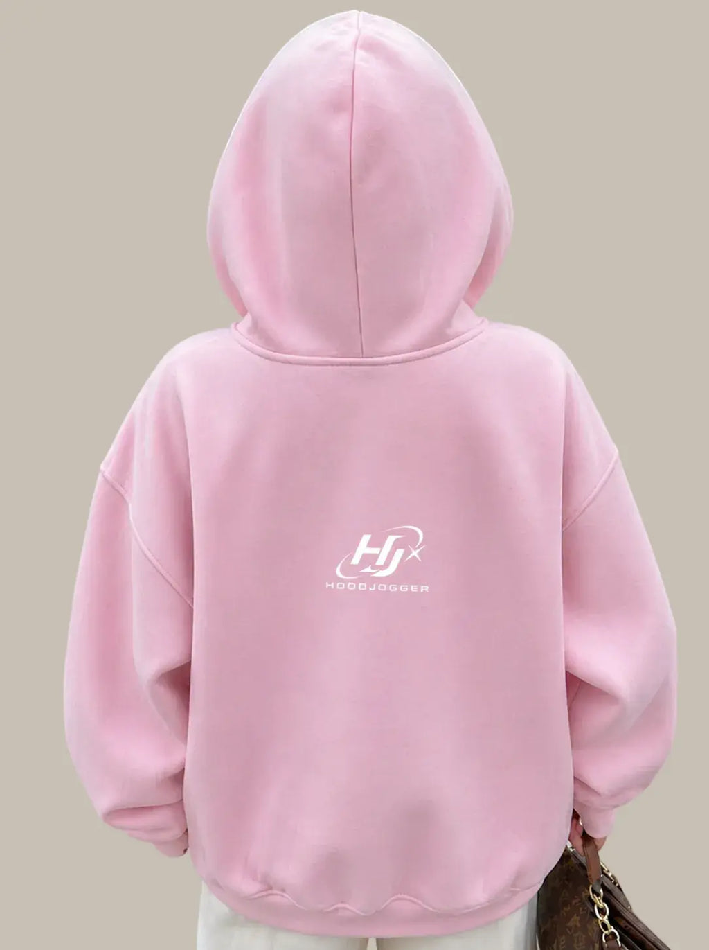 Damen Balaclava Zip Hoodie rosa hinten stylischer Hoodie mit integrierter Sturmhaube