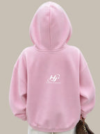 Damen Balaclava Zip Hoodie rosa hinten stylischer Hoodie mit integrierter Sturmhaube