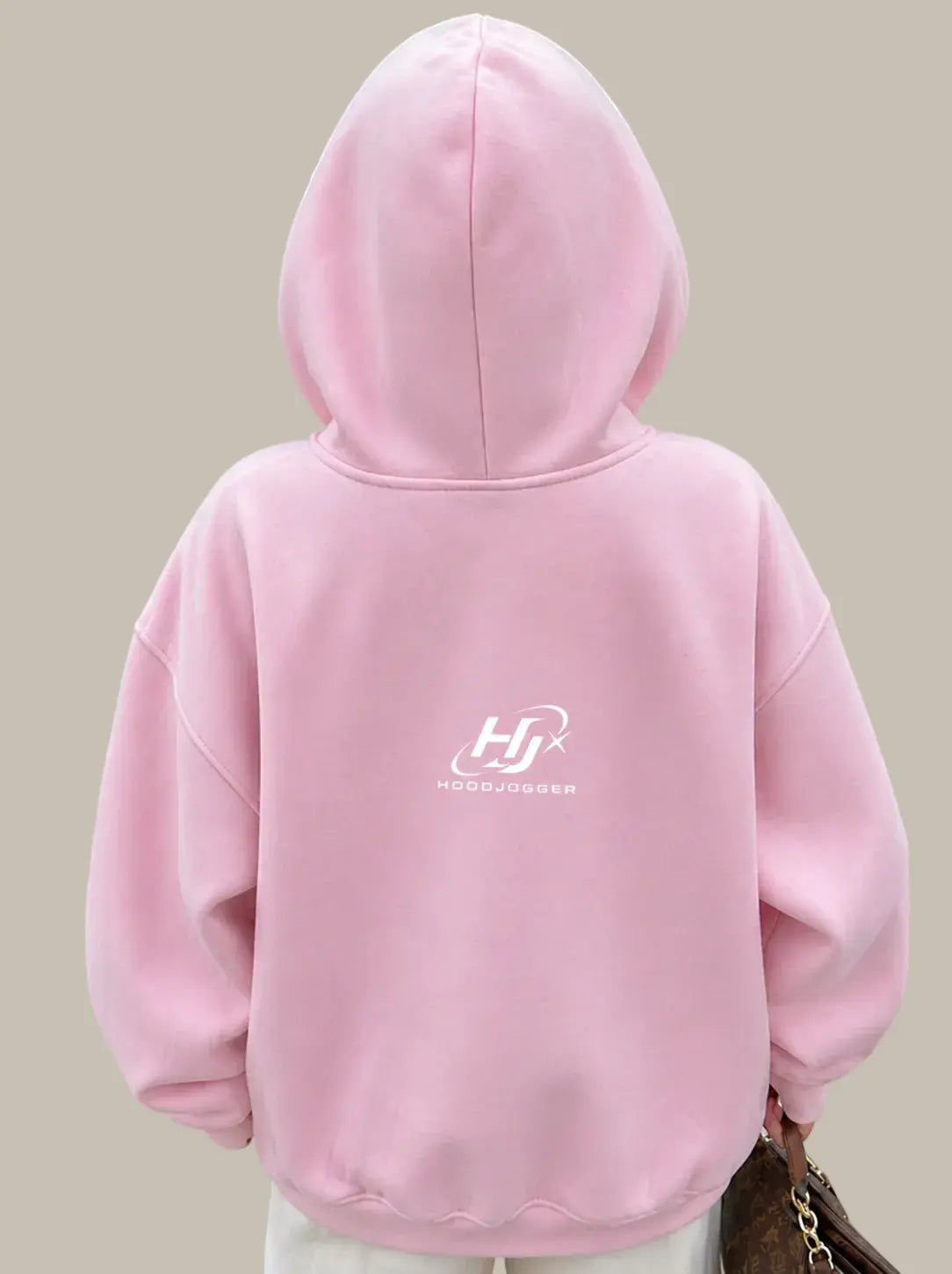Damen Balaclava Zip Hoodie rosa hinten stylischer Hoodie mit integrierter Sturmhaube