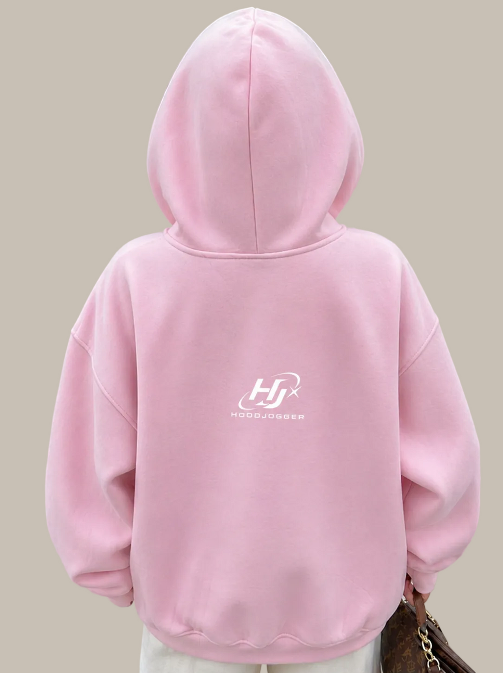 Damen Balaclava Zip Hoodie rosa hinten stylischer Hoodie mit integrierter Sturmhaube