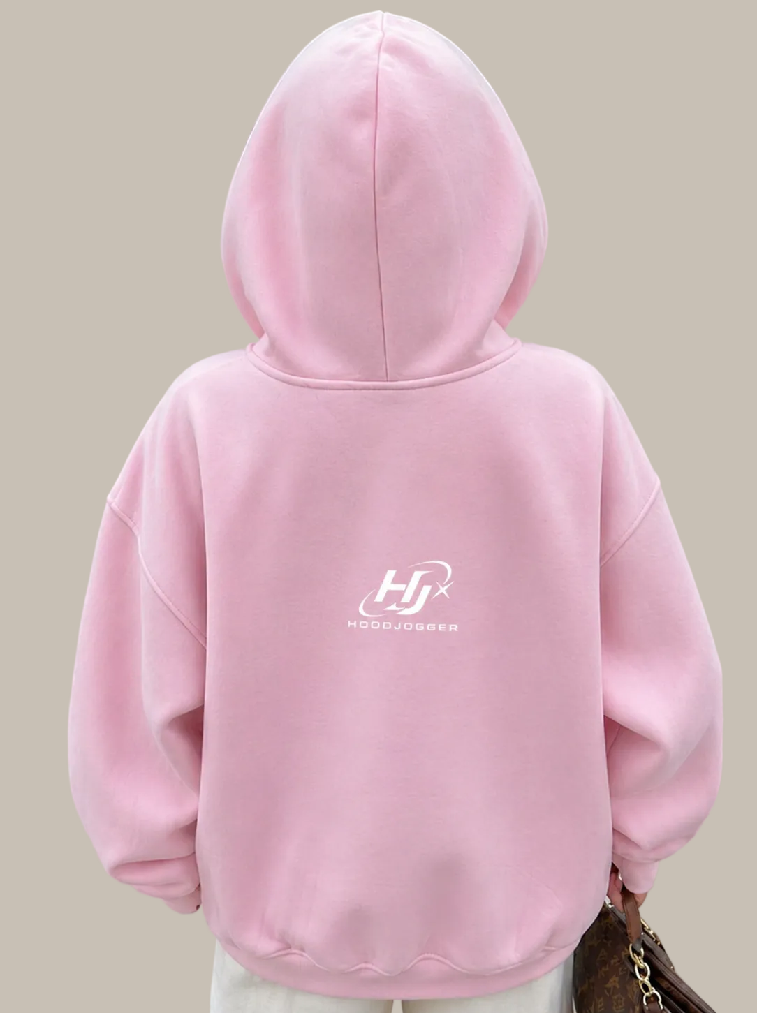 Damen Balaclava Zip Hoodie rosa hinten stylischer Hoodie mit integrierter Sturmhaube