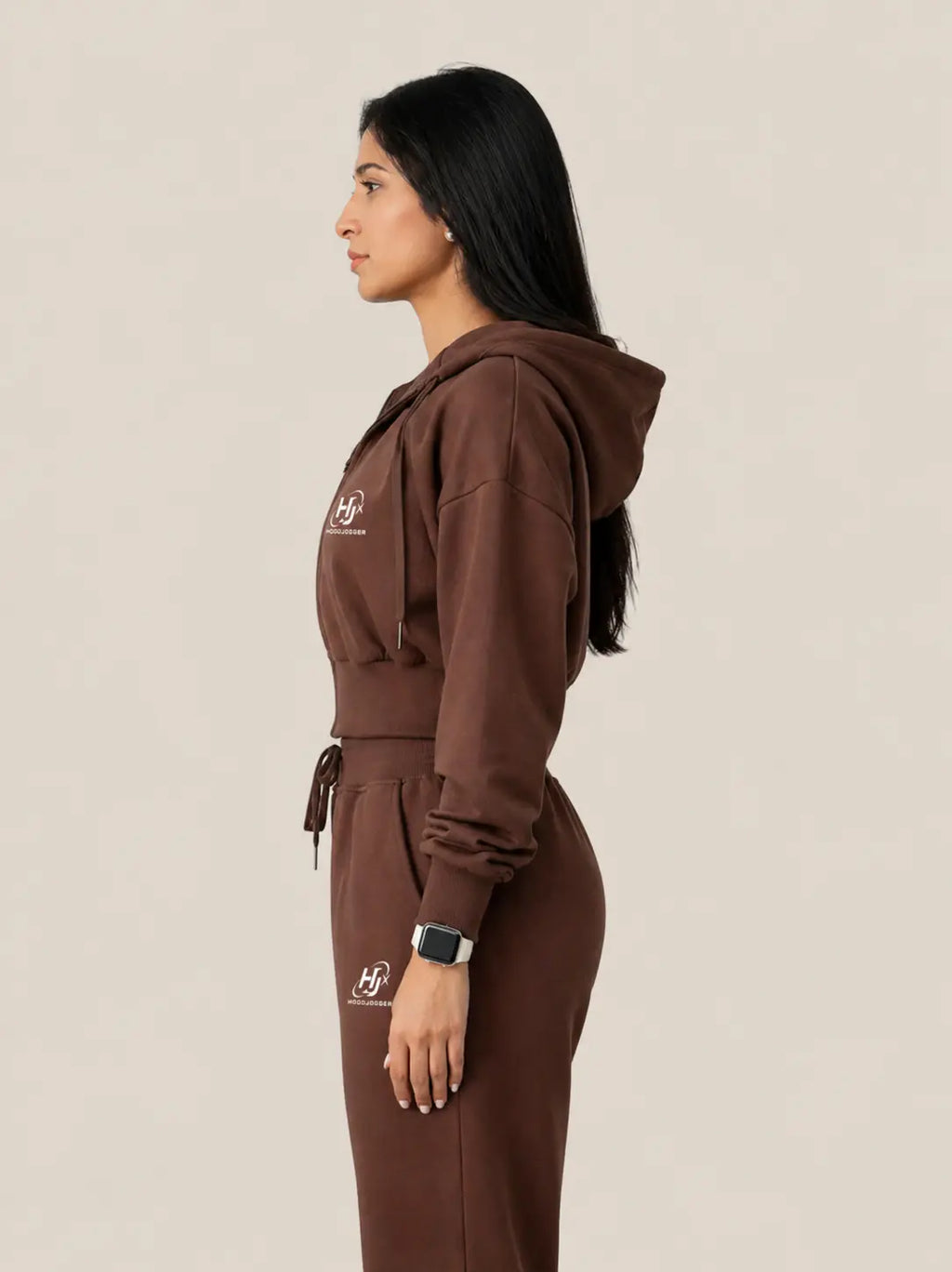 Rückansicht Damen Crop Zip Hoodie  HOODJOGGER