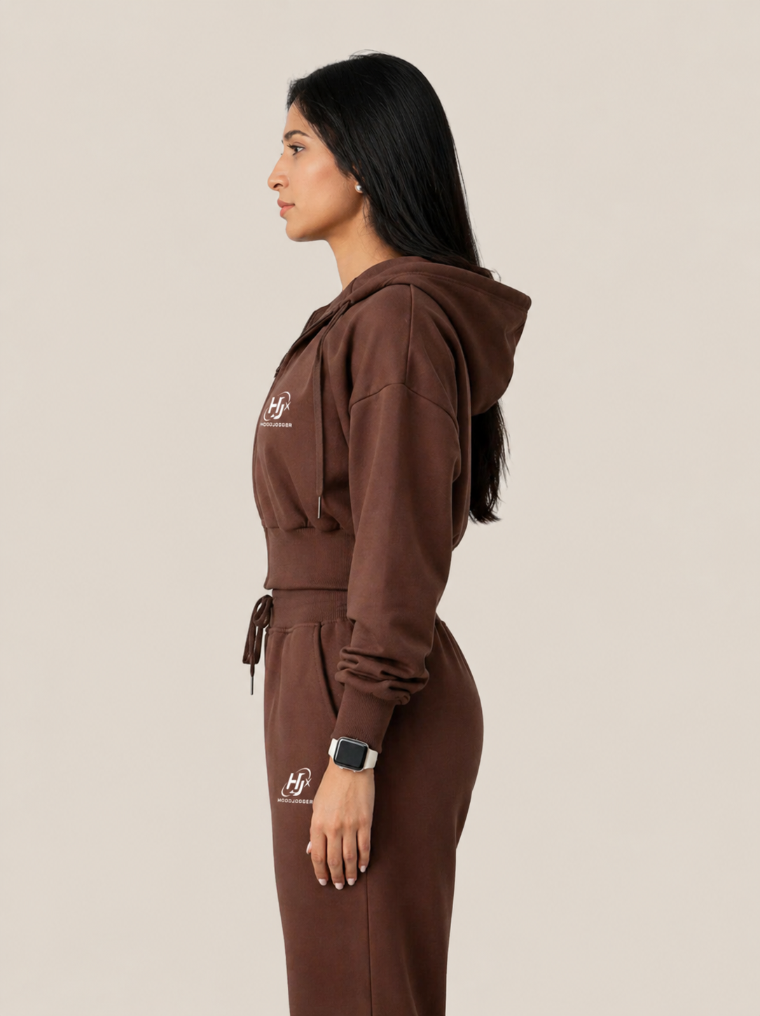 Rückansicht Damen Crop Zip Hoodie  HOODJOGGER