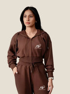 Damen Crop Zip Hoodie Frontansicht HOODJOGGER