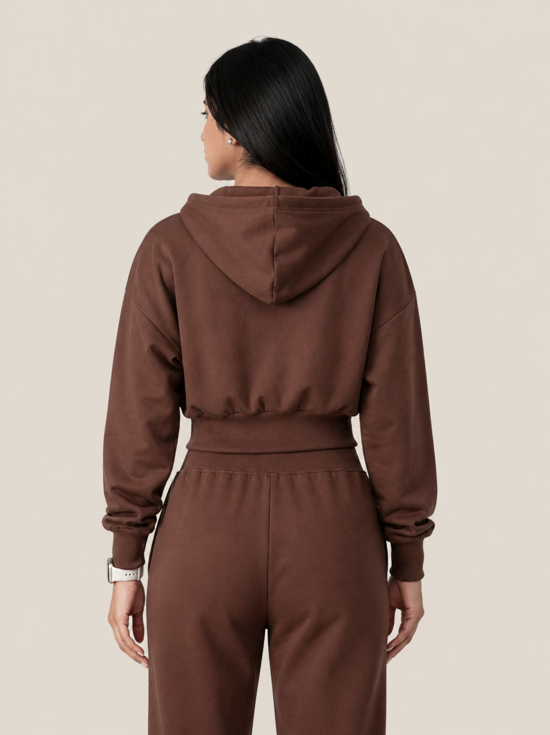Seitenansicht Damen Crop Zip Hoodie HOODJOGGER