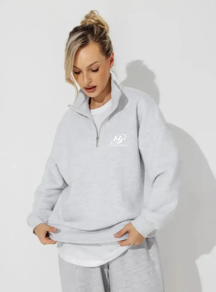 Detailansicht Quarter Zip und Fleece Damen Oversized Sweatshirt HOODJOGGER