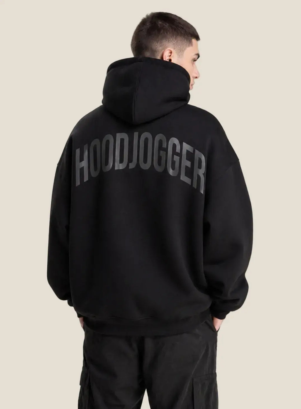 Rückansicht Herren Oversized Hoodie Schwarz HOODJOGGER