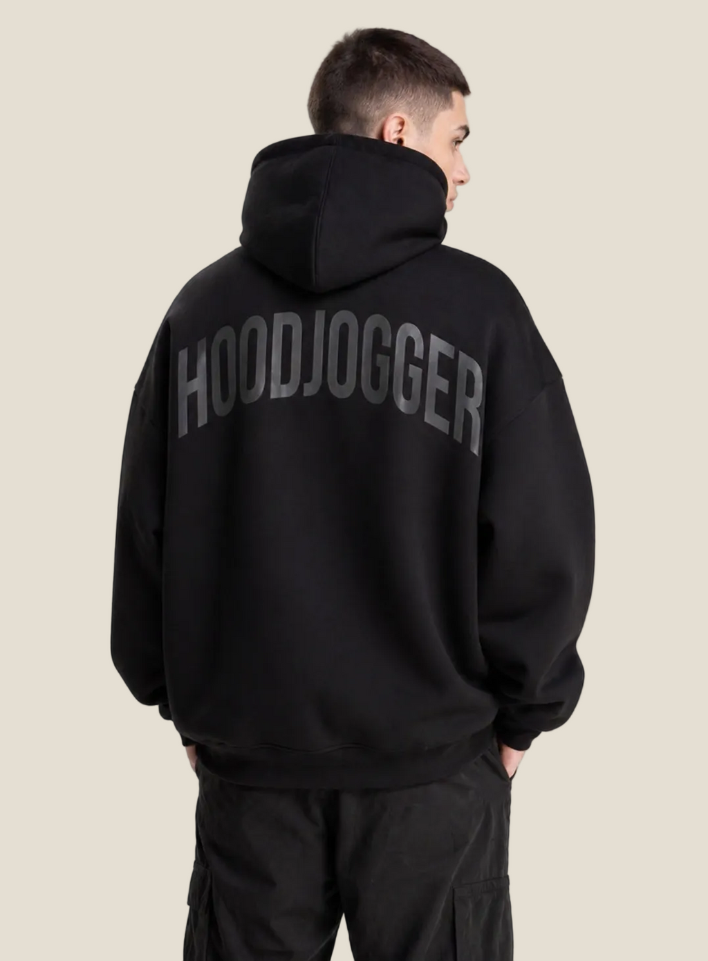 Rückansicht Herren Oversized Hoodie Schwarz HOODJOGGER