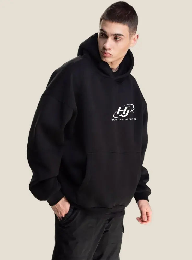 Herren Oversized Hoodie Schwarz Front HOODJOGGER